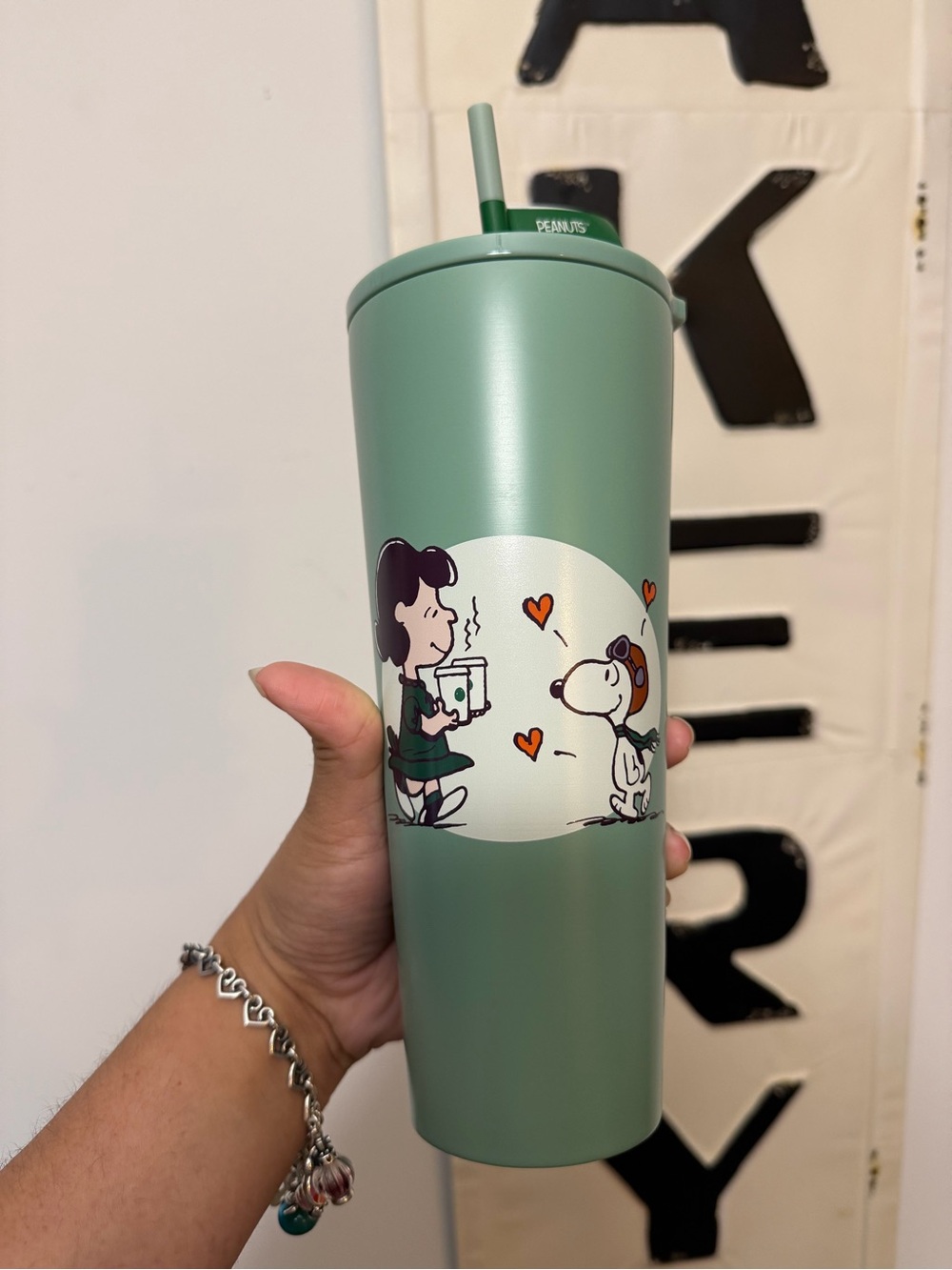 Starbucks x Peanuts Mint Green Tumbler with Snoopy & Lucy Illustration